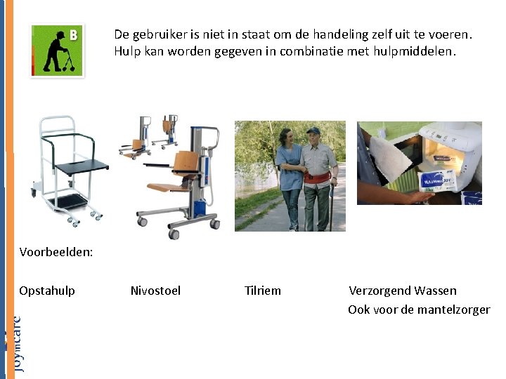 De gebruiker is niet in staat om de handeling zelf uit te voeren. Hulp