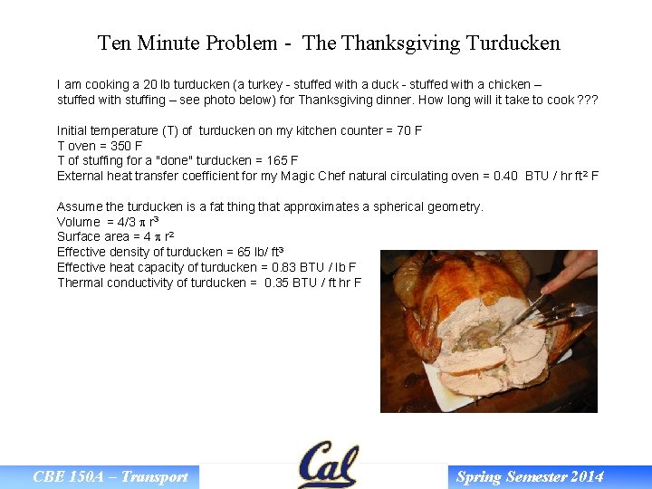 Ten Minute Problem - The Thanksgiving Turducken I am cooking a 20 lb turducken
