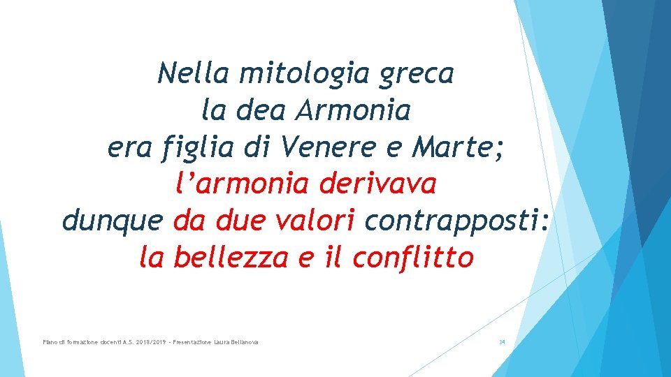 Nella mitologia greca la dea Armonia era figlia di Venere e Marte; l’armonia derivava