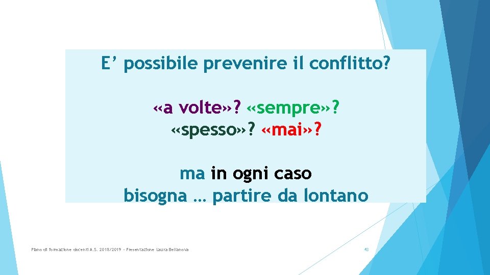 E’ possibile prevenire il conflitto? «a volte» ? «sempre» ? «spesso» ? «mai» ?