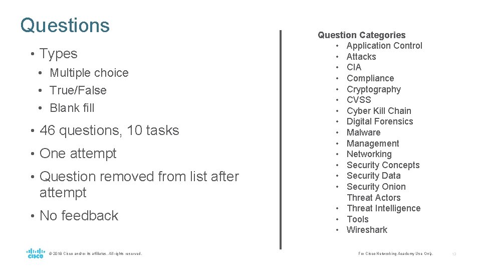 Questions • Types • Multiple choice • True/False • Blank fill • 46 questions,
