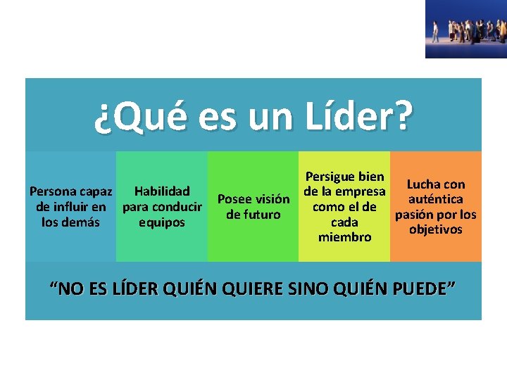 ¿Qué es un Líder? Persona capaz Habilidad de influir en para conducir los demás