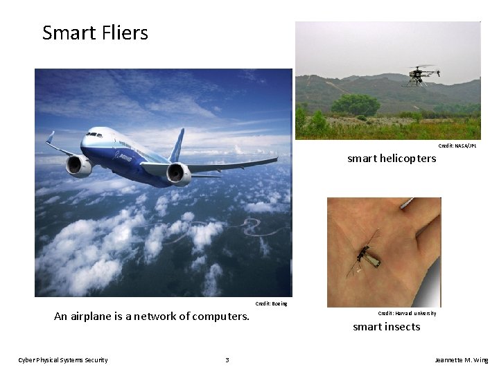 Smart Fliers Credit: NASA/JPL smart helicopters Credit: Boeing An airplane is a network of