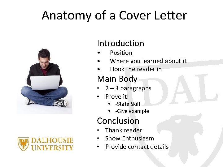 Anatomy of a Cover Letter Introduction • • • Position Where you learned about