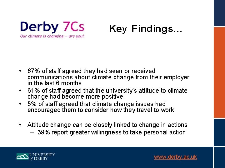 Key Findings… • 67% of staff agreed they had seen or received communications about