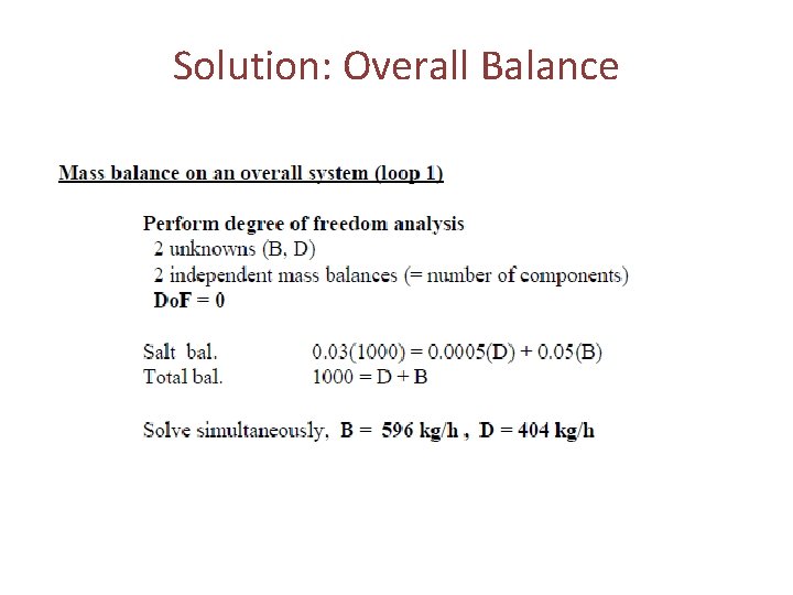 Solution: Overall Balance 