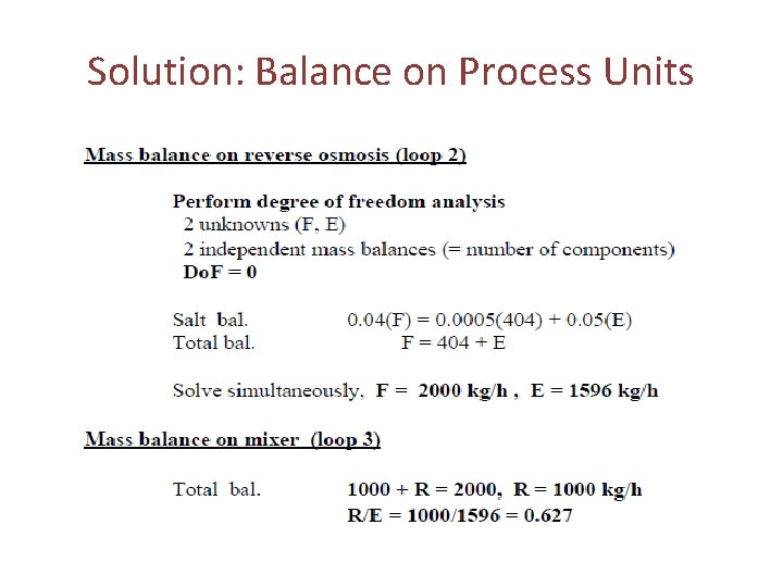 Solution: Balance on Process Units 