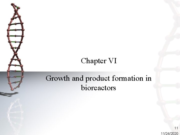 Chapter VI Growth and product formation in bioreactors 11 11/24/2020 