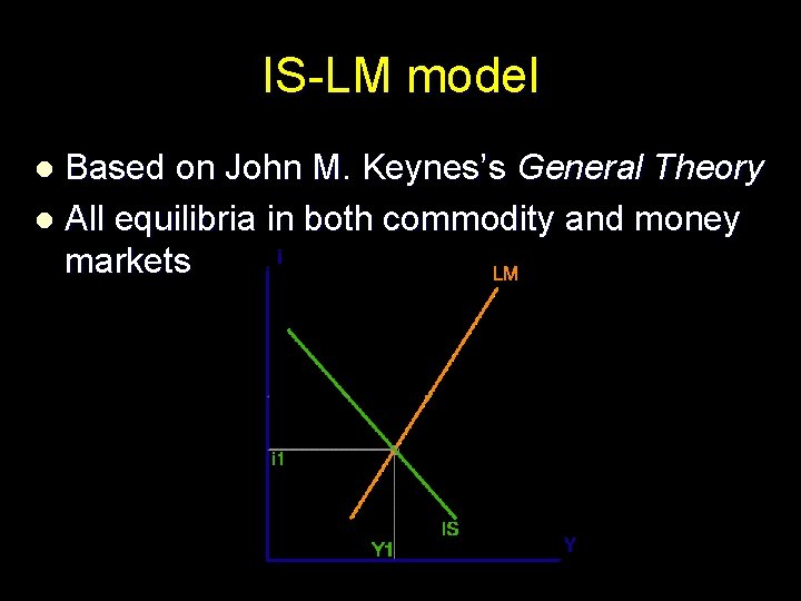 IS-LM model Based on John M. Keynes’s General Theory l All equilibria in both