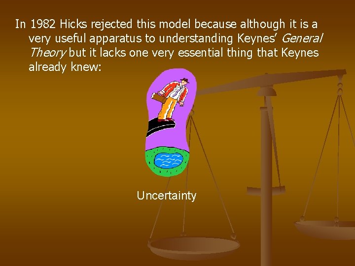 In 1982 Hicks rejected this model because although it is a very useful apparatus