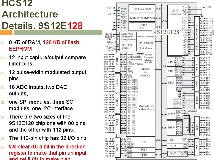HCS 12 Architecture Details. 9 S 12 E 128 8 KB of RAM, 128