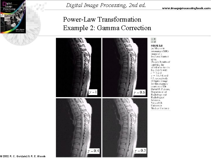 Digital Image Processing, 2 nd ed. Power-Law Transformation Example 2: Gamma Correction © 2002
