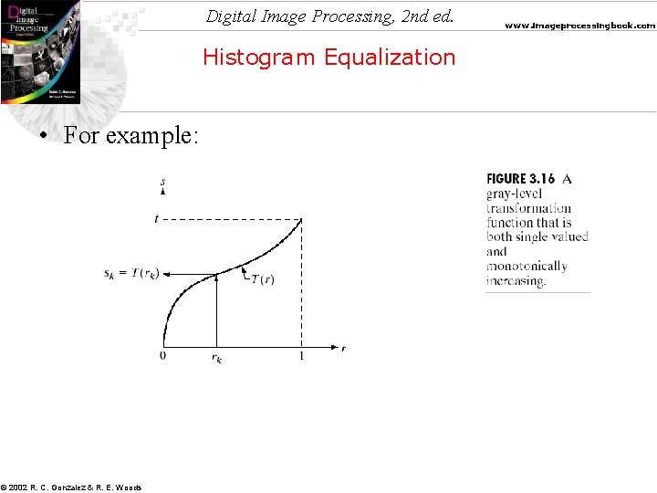 Digital Image Processing, 2 nd ed. Histogram Equalization • For example: © 2002 R.