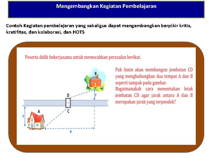 Mengembangkan Kegiatan Pembelajaran Contoh Kegiatan pembelajaran yang sekaligus dapat mengembangkan berpikir kritis, kratifitas, dan