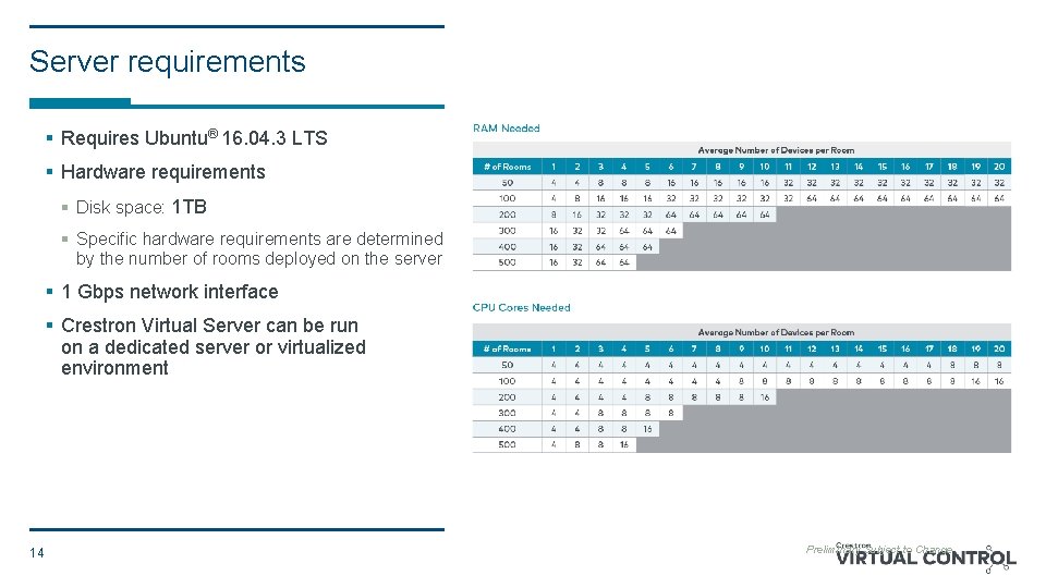 Server requirements § Requires Ubuntu® 16. 04. 3 LTS § Hardware requirements § Disk