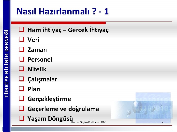 TÜRKİYE BİLİŞİM DERNEĞİ Nasıl Hazırlanmalı ? - 1 q q q q q Ham