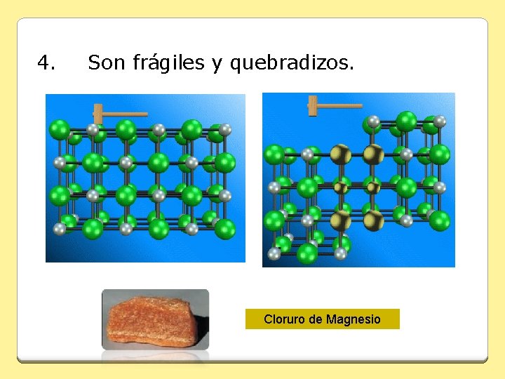 4. Son frágiles y quebradizos. Cloruro de Magnesio 