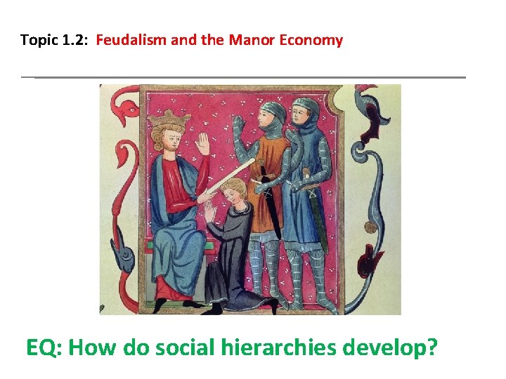 Topic 1. 2: Feudalism and the Manor Economy EQ: How do social hierarchies develop?