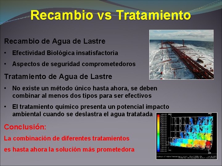 Recambio vs Tratamiento Recambio de Agua de Lastre • Efectividad Biológica insatisfactoria • Aspectos