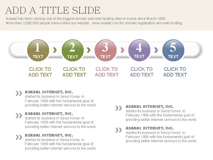 ADD A TITLE SLIDE Asadal has been running one of the biggest domain and
