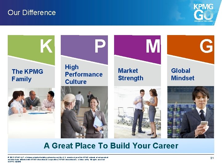 Our Difference K The KPMG Family P High Performance Culture M Market Strength G