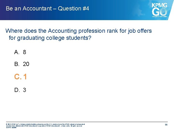 Be an Accountant – Question #4 Where does the Accounting profession rank for job