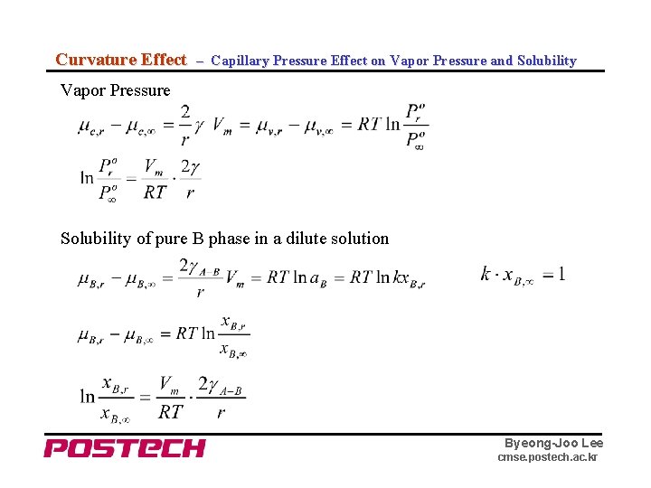 Curvature Effect – Capillary Pressure Effect on Vapor Pressure and Solubility Vapor Pressure Solubility