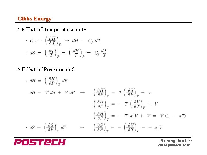 Gibbs Energy ▷ Effect of Temperature on G ▷ Effect of Pressure on G