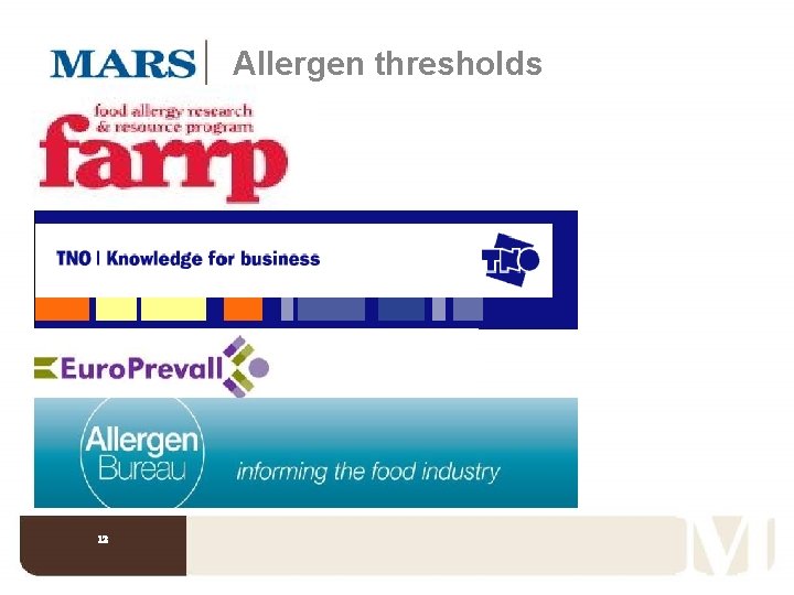 Allergen thresholds 12 