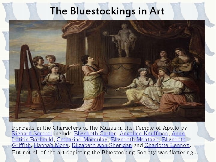 The Bluestockings in Art Portraits in the Characters of the Muses in the Temple