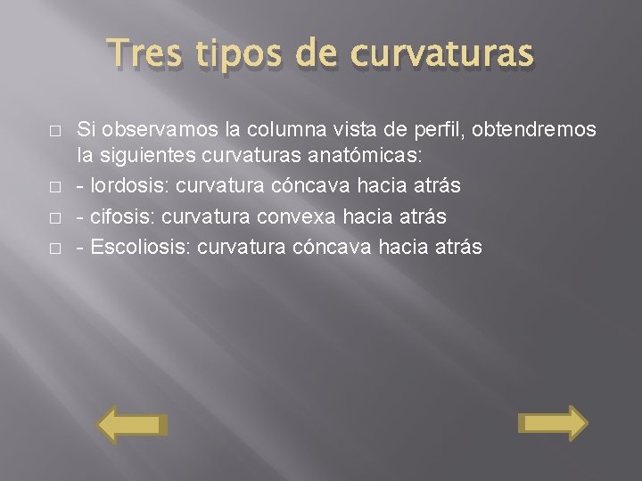 Tres tipos de curvaturas � � Si observamos la columna vista de perfil, obtendremos