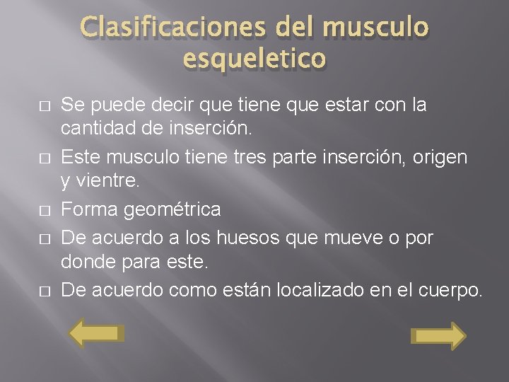 Clasificaciones del musculo esqueletico � � � Se puede decir que tiene que estar