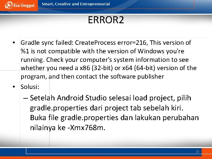 ERROR 2 • Gradle sync failed: Create. Process error=216, This version of %1 is