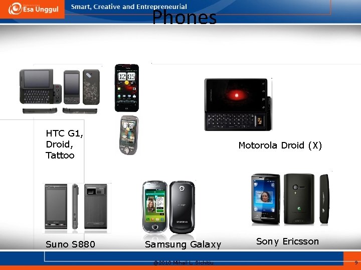 Phones HTC G 1, Droid, Tattoo Suno S 880 Motorola Droid (X) Samsung Galaxy