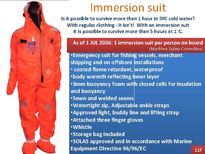 Immersion suit Is it possible to survive more than 1 hour in 5ºC cold
