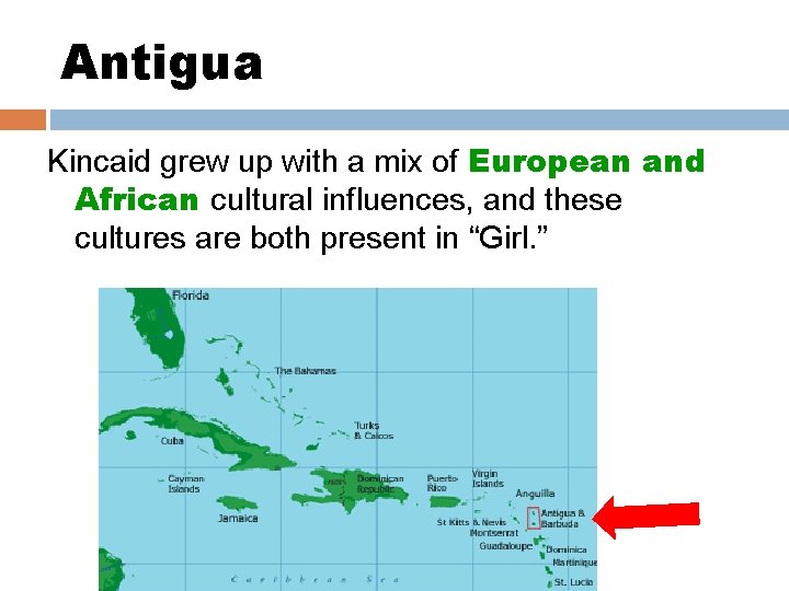 Antigua Kincaid grew up with a mix of European and African cultural influences, and