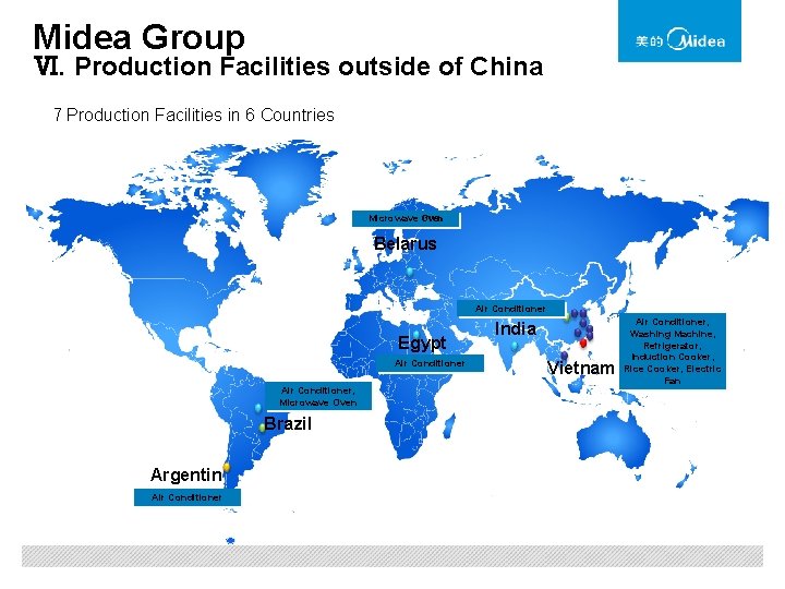 Midea Group Ⅵ. Production Facilities outside of China 7 Production Facilities in 6 Countries