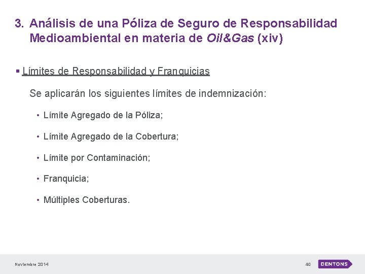 3. Análisis de una Póliza de Seguro de Responsabilidad Medioambiental en materia de Oil&Gas