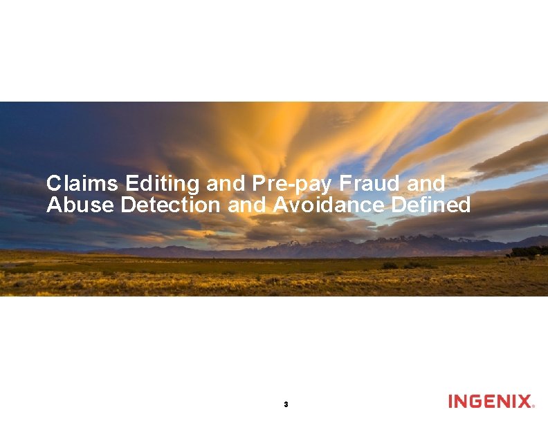 Claims Editing and Pre-pay Fraud and Abuse Detection and Avoidance Defined 3 