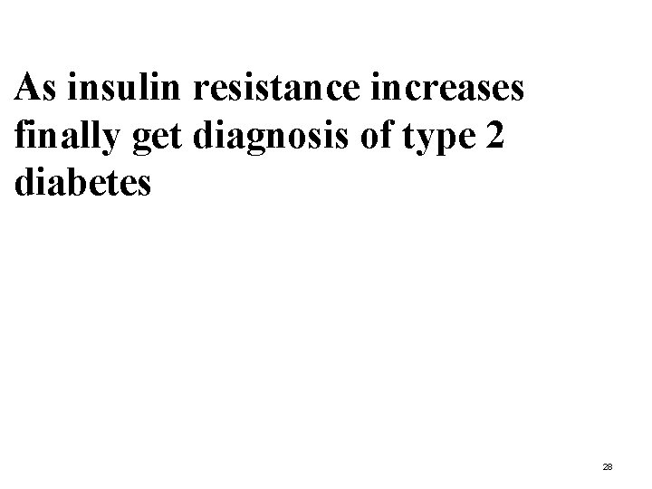As insulin resistance increases finally get diagnosis of type 2 diabetes 28 