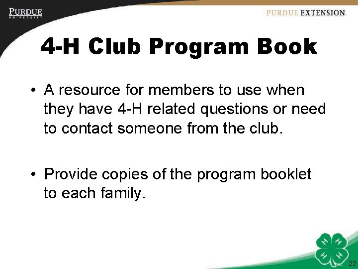 4 -H Club Program Book • A resource for members to use when they