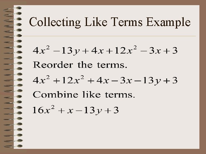 Collecting Like Terms Example 