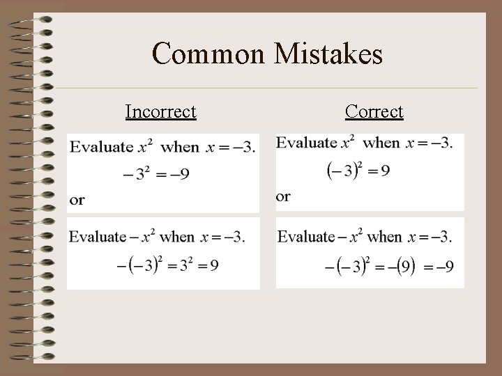 Common Mistakes Incorrect Correct 