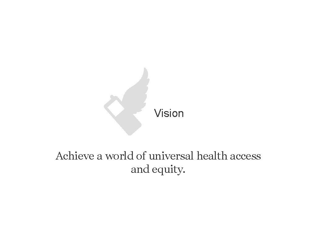 Vision Achieve a world of universal health access and equity. 