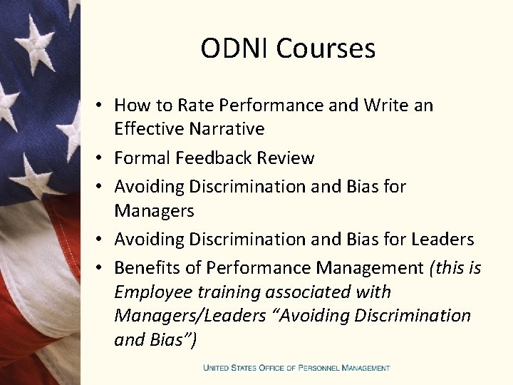 ODNI Courses • How to Rate Performance and Write an Effective Narrative • Formal