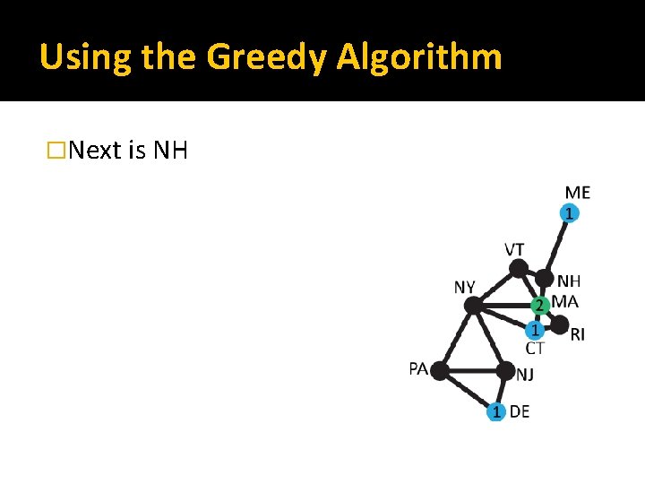Using the Greedy Algorithm �Next is NH 