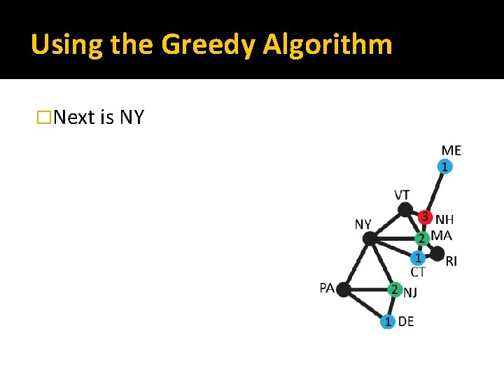 Using the Greedy Algorithm �Next is NY 