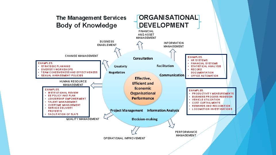 The Management Services Body of Knowledge ORGANISATIONAL DEVELOPMENT FINANCIAL AND ASSET MANAGEMENT BUSINESS ENABLEMENT