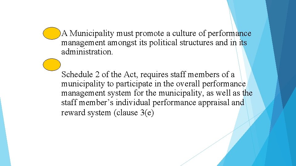 A Municipality must promote a culture of performance management amongst its political structures and