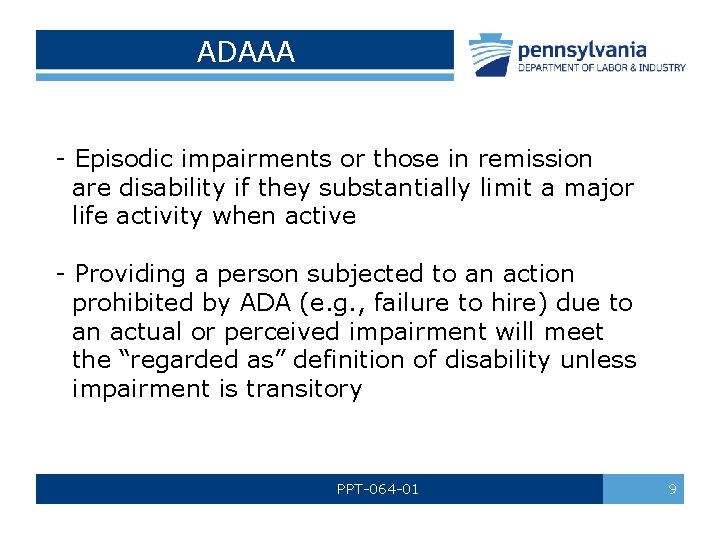 ADAAA - Episodic impairments or those in remission are disability if they substantially limit